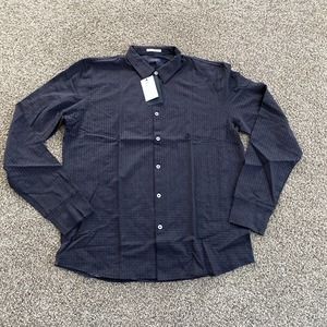 Good Man Brand Navy Tic Toc Dress Shirt - Size Large